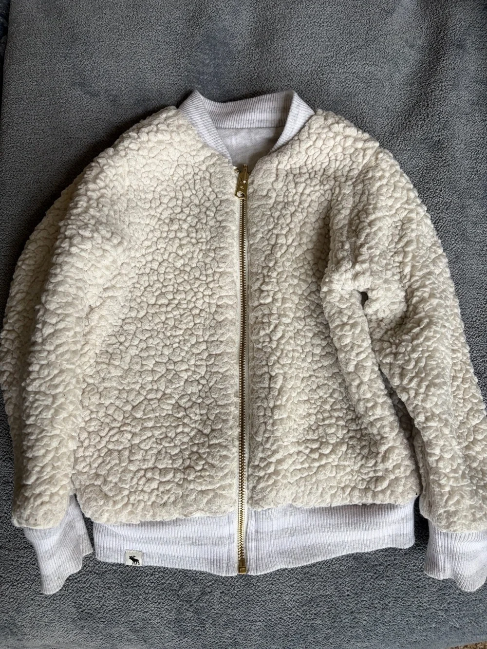 abercrombie kids reversible Light Gray Sherpa-Lined Bomber Jacket
